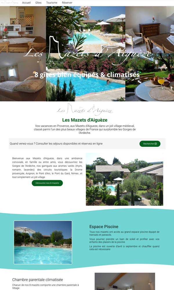 Site Internet des Mazets d'Aiguèze dans les gorges de l'Ardèche