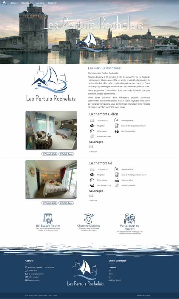 Site Internet des Chambres d'hôtes du Pertuis Rochelais
